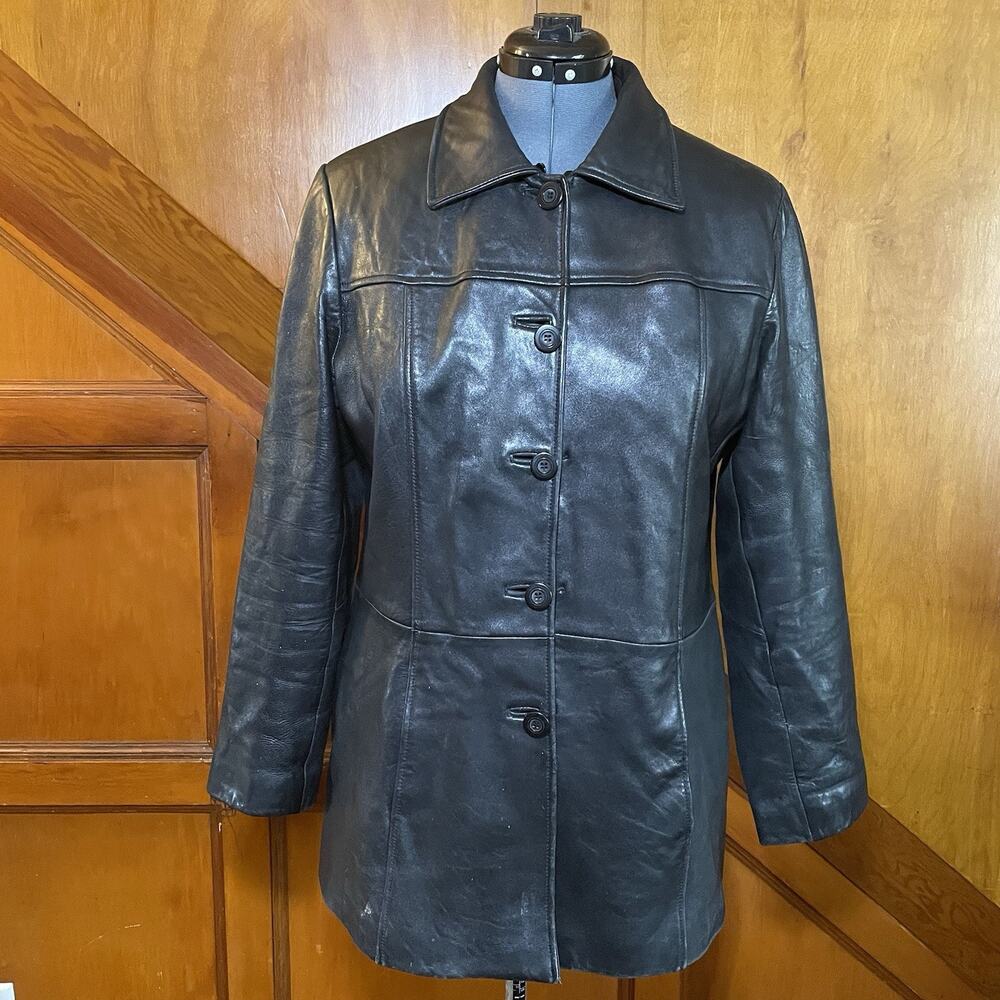 Vintage Vakko Sport - 100% Leather Black Jacket - Size L - Fair condition